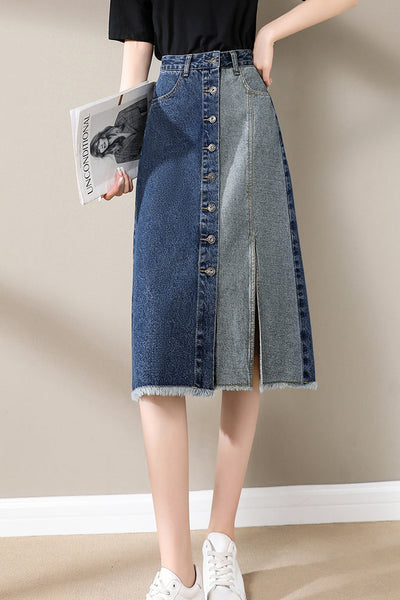 Fashionable Spliced Denim Skirt