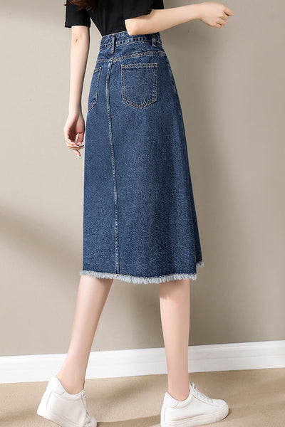 Fashionable Spliced Denim Skirt