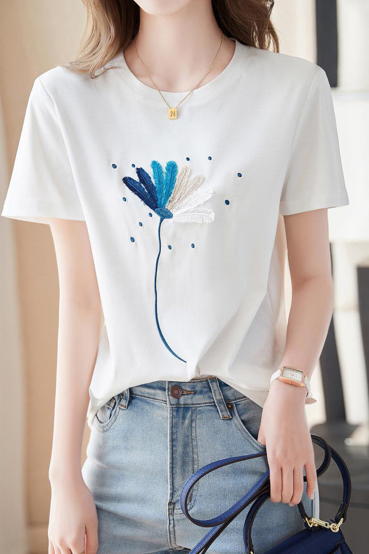 Breathable Comfortable Embroidered T-shirt