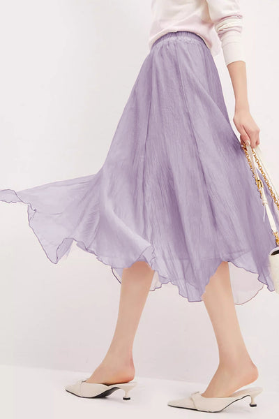 Ruffled Edge Irregular Chiffon Skirt