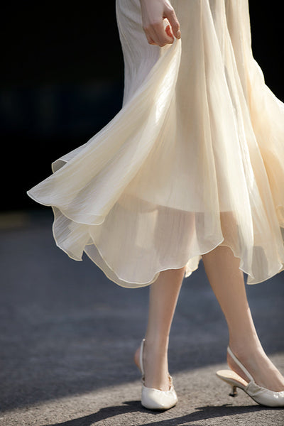 Ruffled Edge Irregular Chiffon Skirt