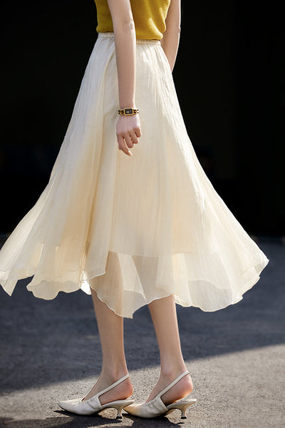 Ruffled Edge Irregular Chiffon Skirt