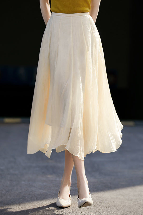 Ruffled Edge Irregular Chiffon Skirt