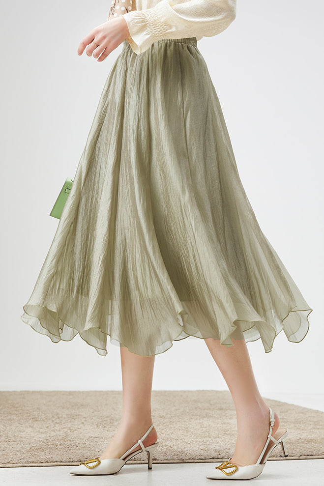 Ruffled Edge Irregular Chiffon Skirt