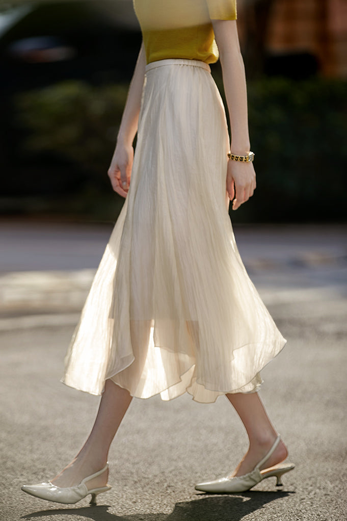 Ruffled Edge Irregular Chiffon Skirt