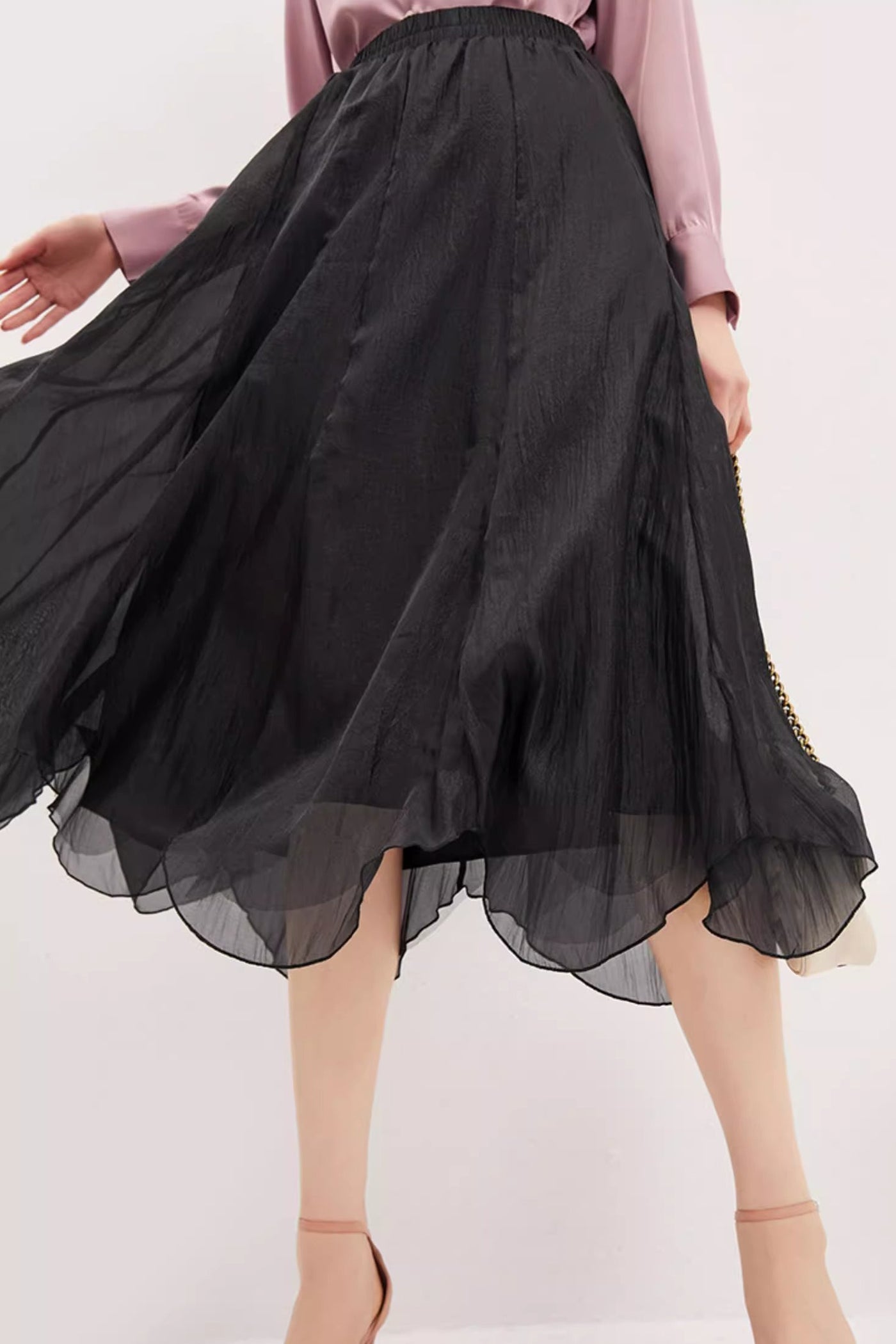 Ruffled Edge Irregular Chiffon Skirt