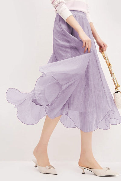 Ruffled Edge Irregular Chiffon Skirt