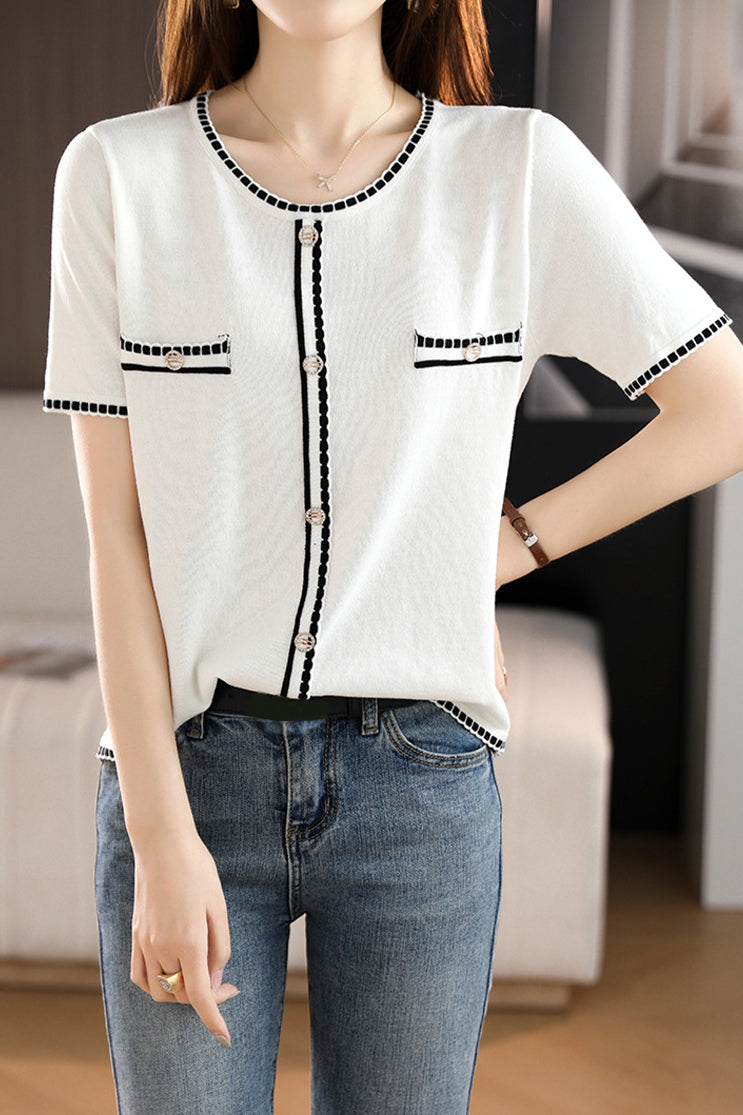 Minimalist Color-blocked Knit Top