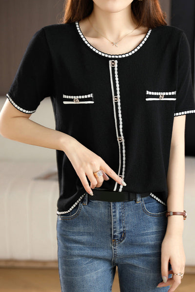 Minimalist Color-blocked Knit Top
