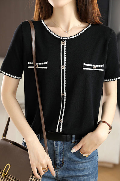 Minimalist Color-blocked Knit Top