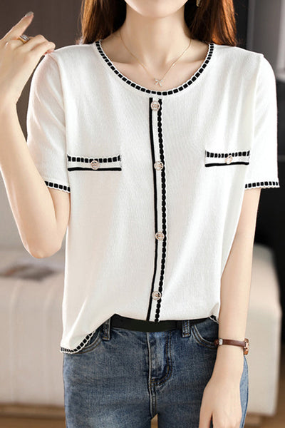 Minimalist Color-blocked Knit Top