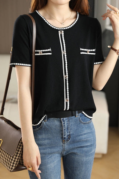 Minimalist Color-blocked Knit Top