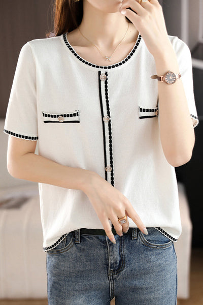Minimalist Color-blocked Knit Top