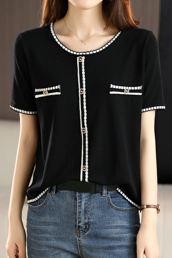 Minimalist Color-blocked Knit Top