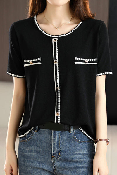 Minimalist Color-blocked Knit Top