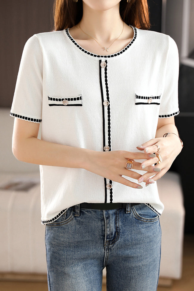 Minimalist Color-blocked Knit Top