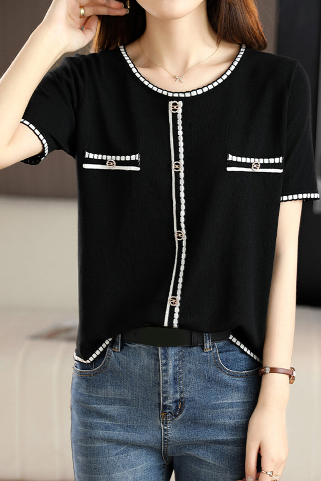 Minimalist Color-blocked Knit Top