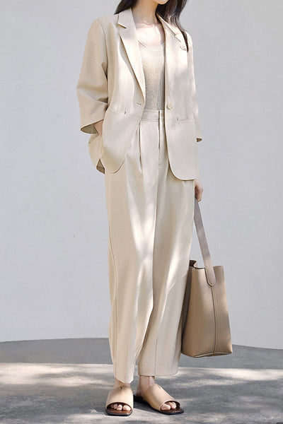 Linen-look Suit Two-piece Set