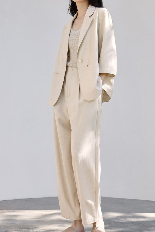 Linen-look Suit Two-piece Set