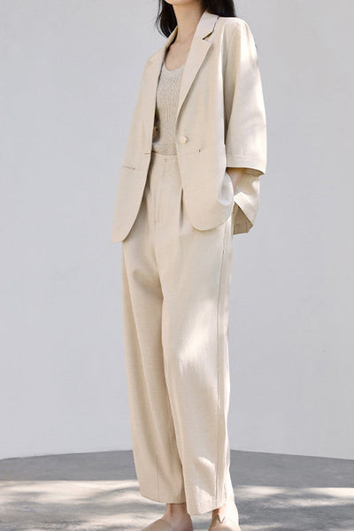Linen-look Suit Two-piece Set