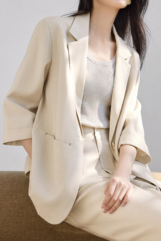 Linen-look Suit Two-piece Set