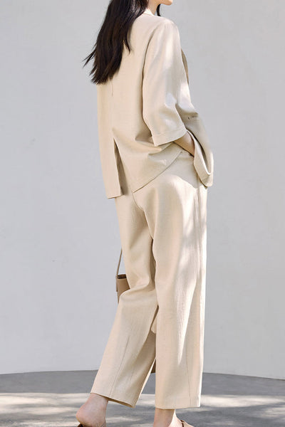 Linen-look Suit Two-piece Set
