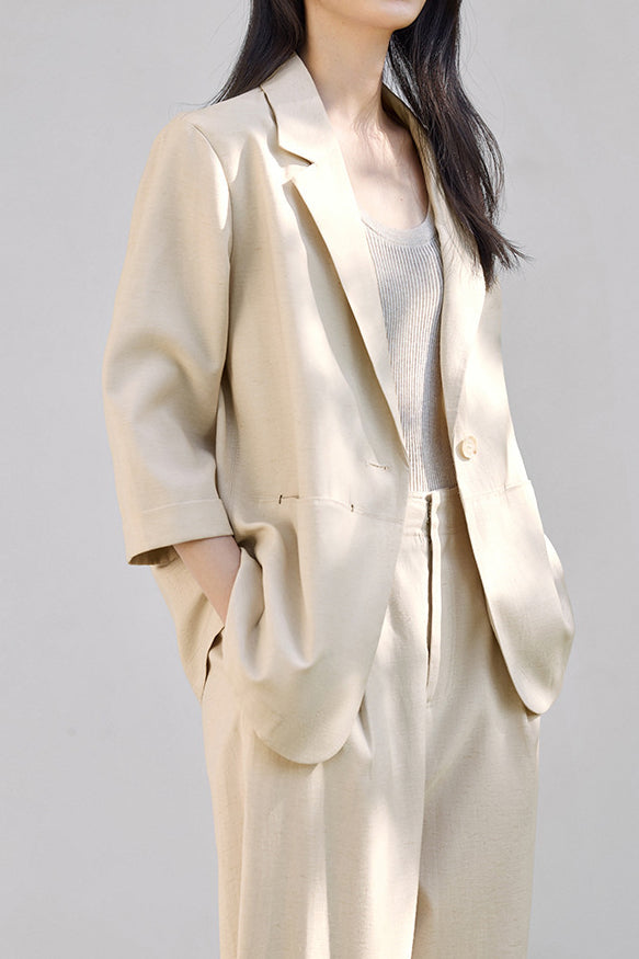 Linen-look Suit Two-piece Set