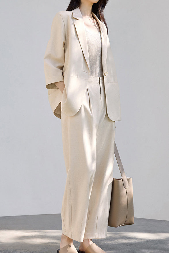 Linen-look Suit Two-piece Set