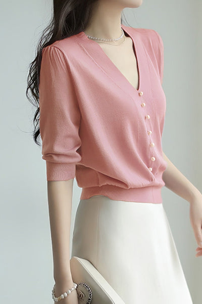 Elegant Pearl Beaded Knit Top