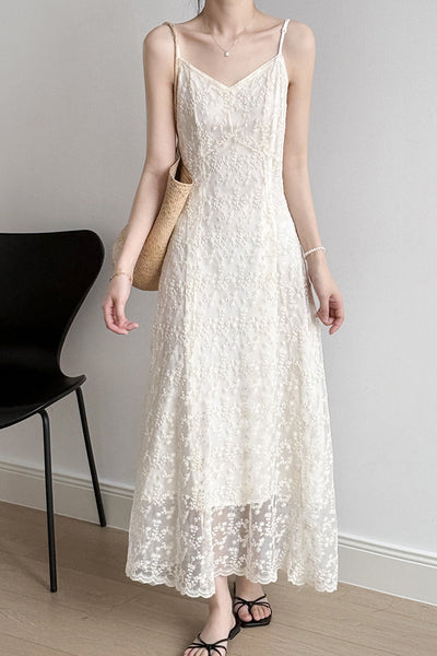 French Lace Spaghetti Strap Dress