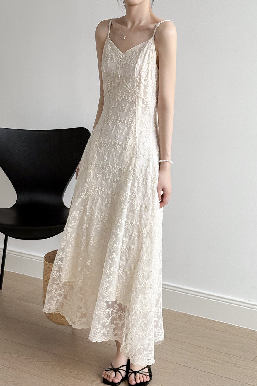French Lace Spaghetti Strap Dress