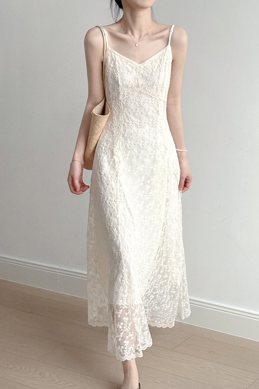 French Lace Spaghetti Strap Dress