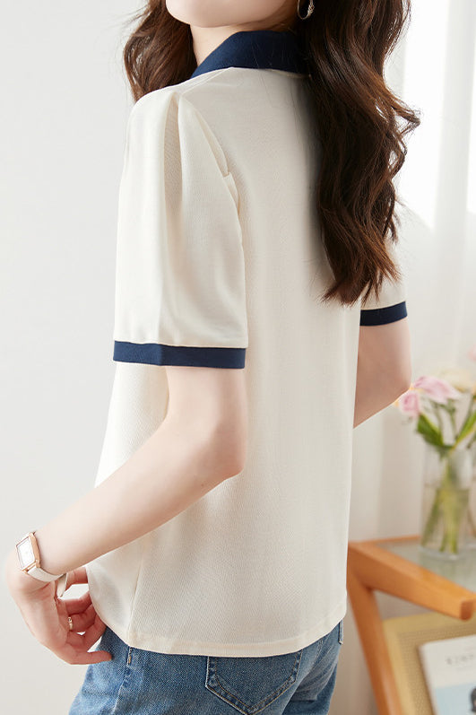 Color Block Short Sleeve Polo Shirt