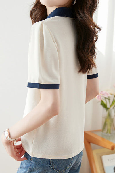 Color Block Short Sleeve Polo Shirt