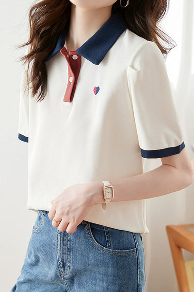 Color Block Short Sleeve Polo Shirt