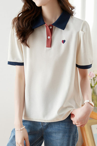 Color Block Short Sleeve Polo Shirt