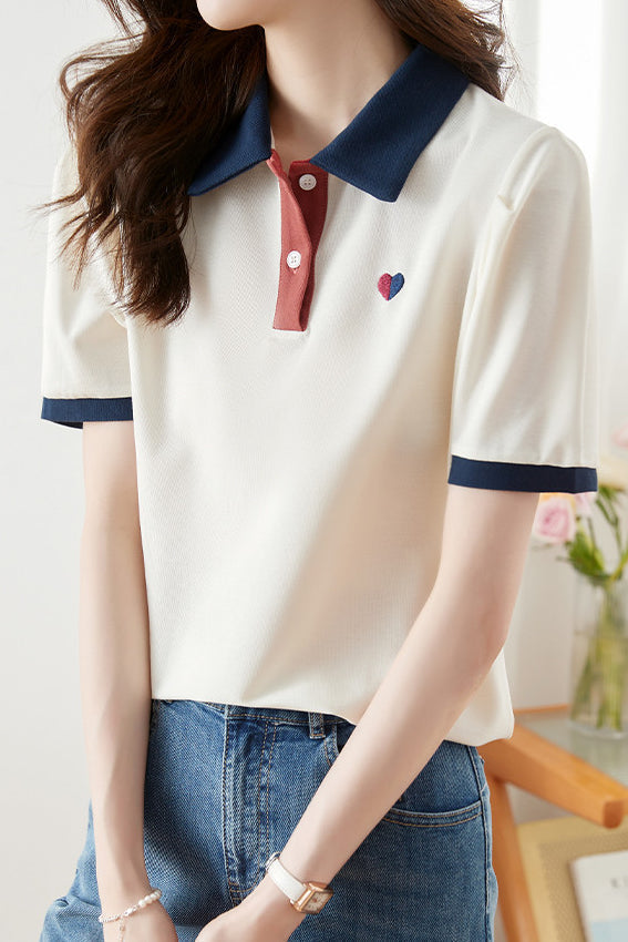 Color Block Short Sleeve Polo Shirt