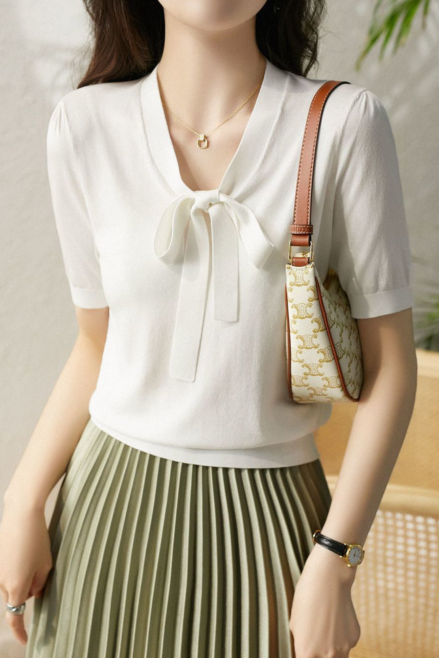 Elegant Tie-Knit Top