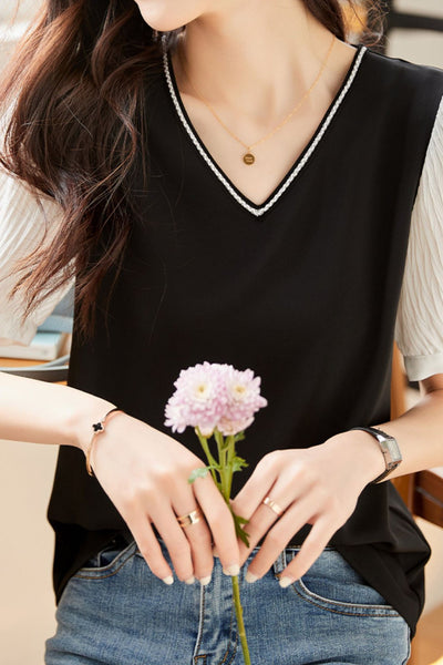 French Style V-Neck Chiffon Shirt