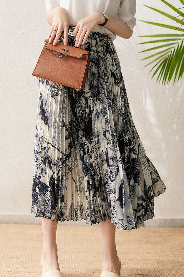 Lightweight Pleated Midi Skirt