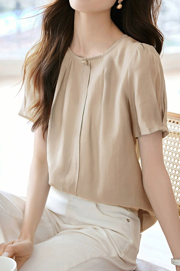 French Fresh Solid Color Shirt