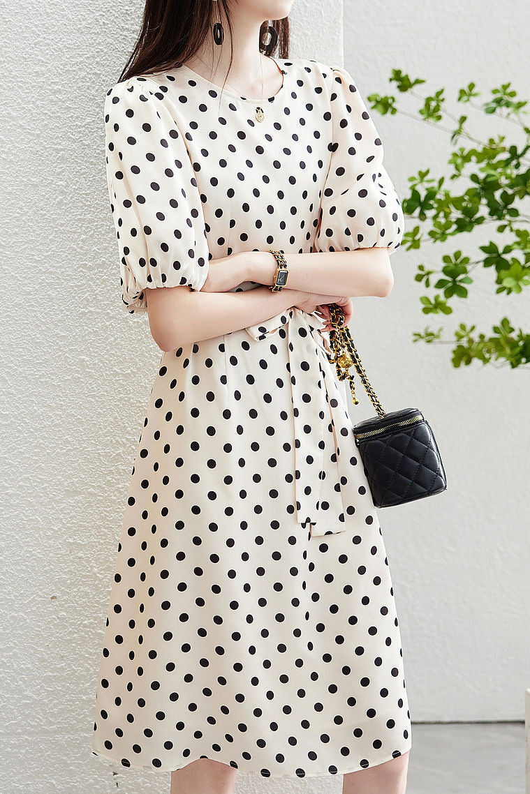 French Polka Dot Elegant Dress