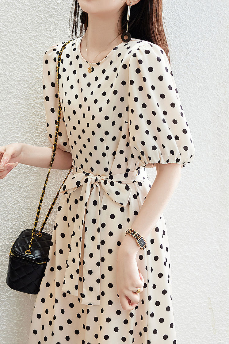 French Polka Dot Elegant Dress
