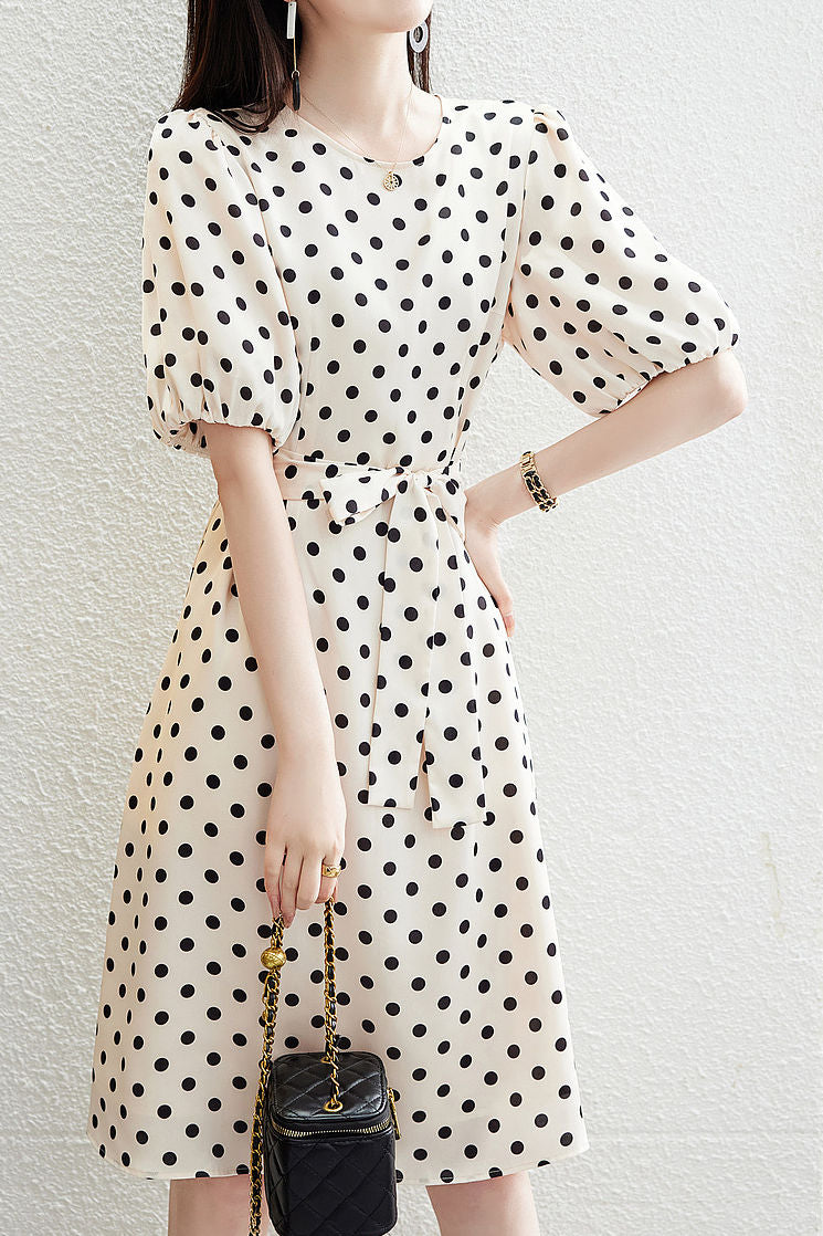 French Polka Dot Elegant Dress