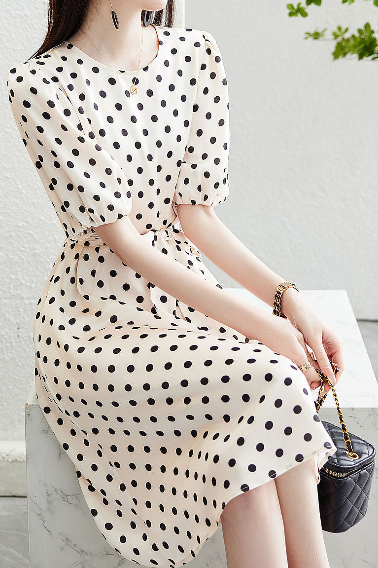 French Polka Dot Elegant Dress