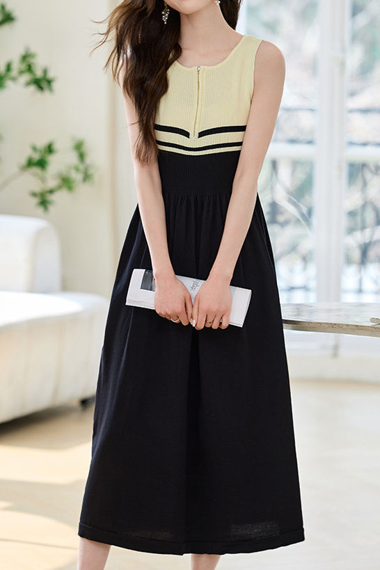 French Stripe Sleeveless Vest Dress