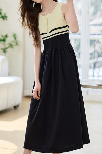 French Stripe Sleeveless Vest Dress