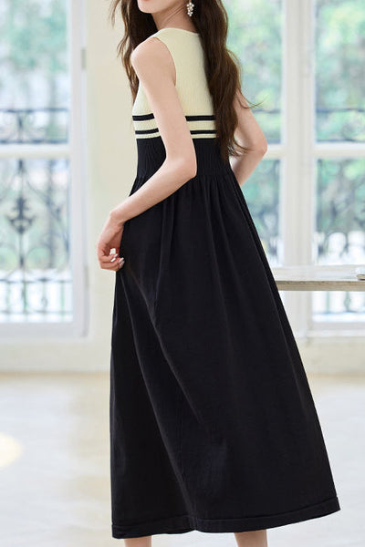 French Stripe Sleeveless Vest Dress