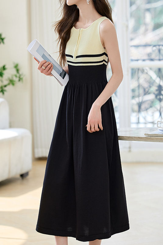 French Stripe Sleeveless Vest Dress