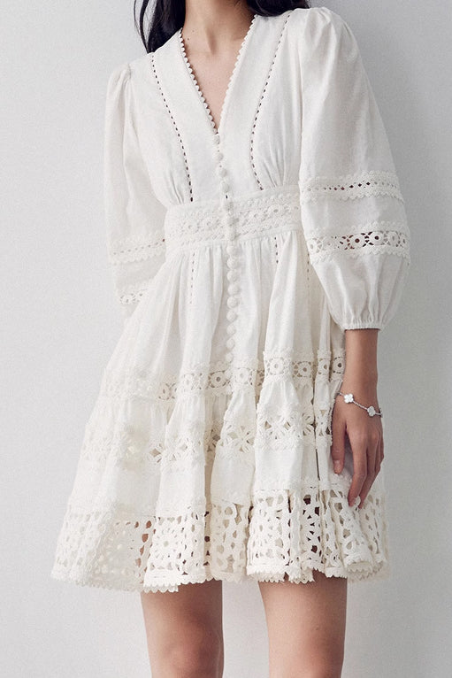 Hollow Lace Trim Dress
